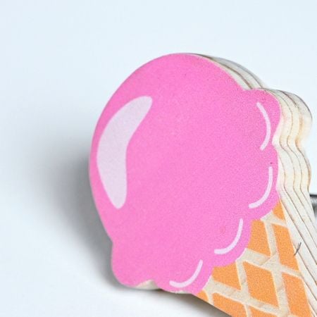 Handmade Pine Wood Pink Ice Cream Kids Knob